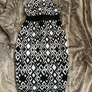 Elegant Black and White Geometric Dress